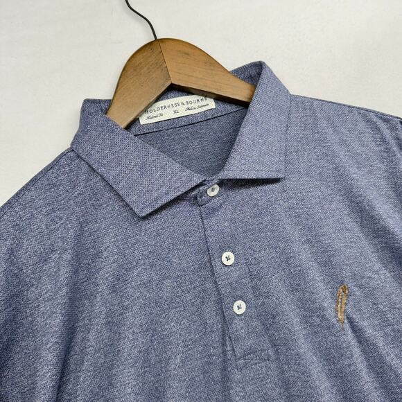 Holderness Bourne Polo Shirt men's XL Blue Chechessee Creek Club Solid Golf tech - Picture 2 of 8